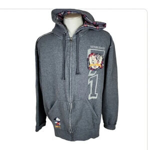 Disneyland Resort WDW Mickey Mouse Full Zip Front  Hoodie Gray XXL Embroidered